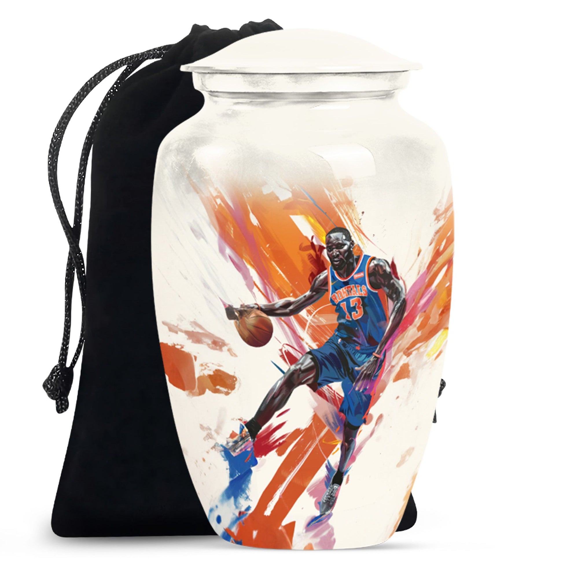 classic abstract basketball urn for memorialization.