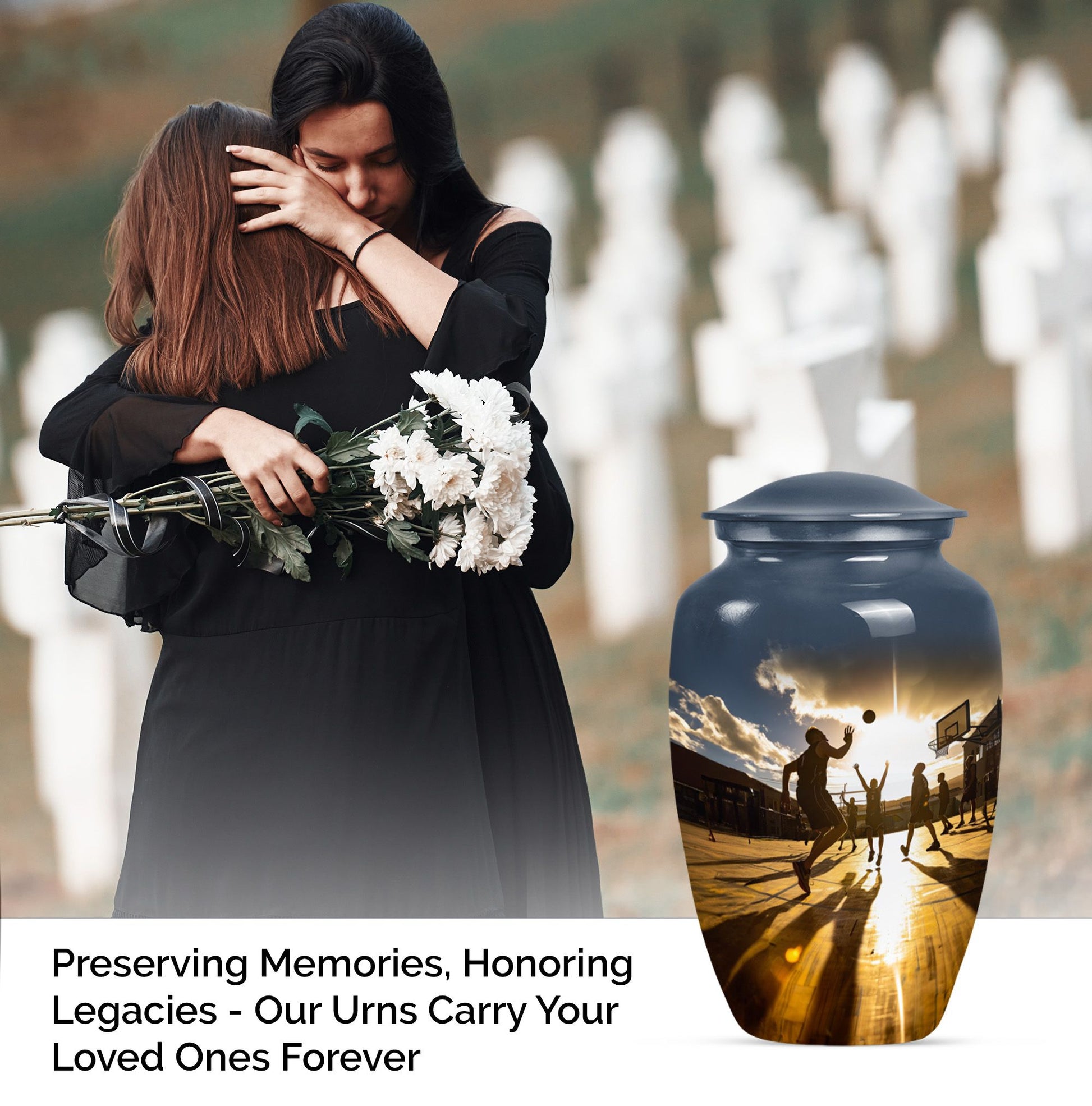 classic basketball urn for women's ashes.