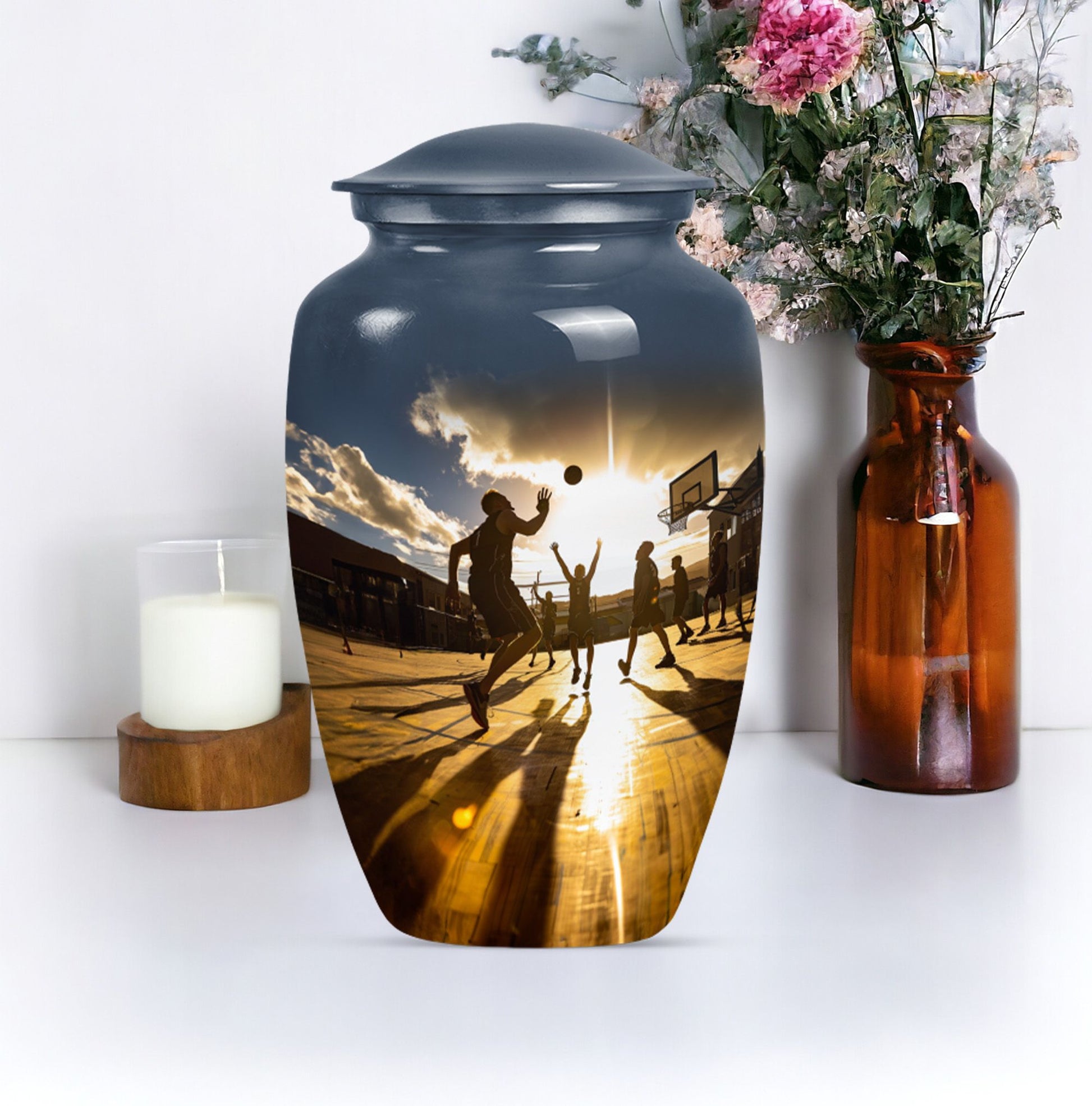 classic basketball urn for women's ashes.