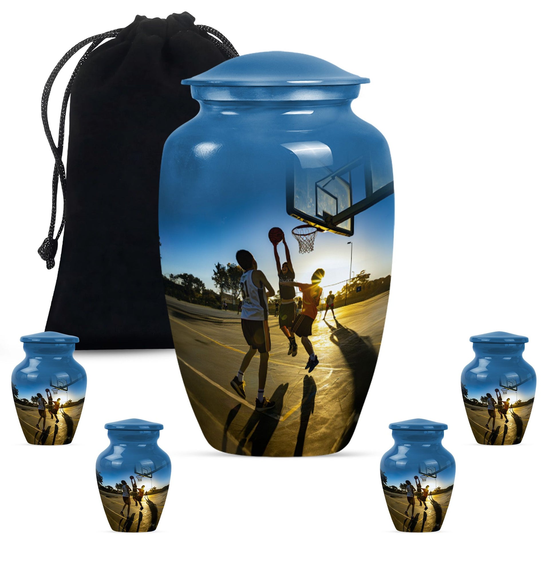 classic basketball urn, ideal memorial for male adults.