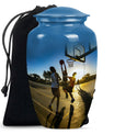 classic basketball urn, ideal memorial for male adults.