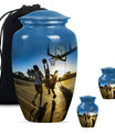 classic basketball urn, ideal memorial for male adults.