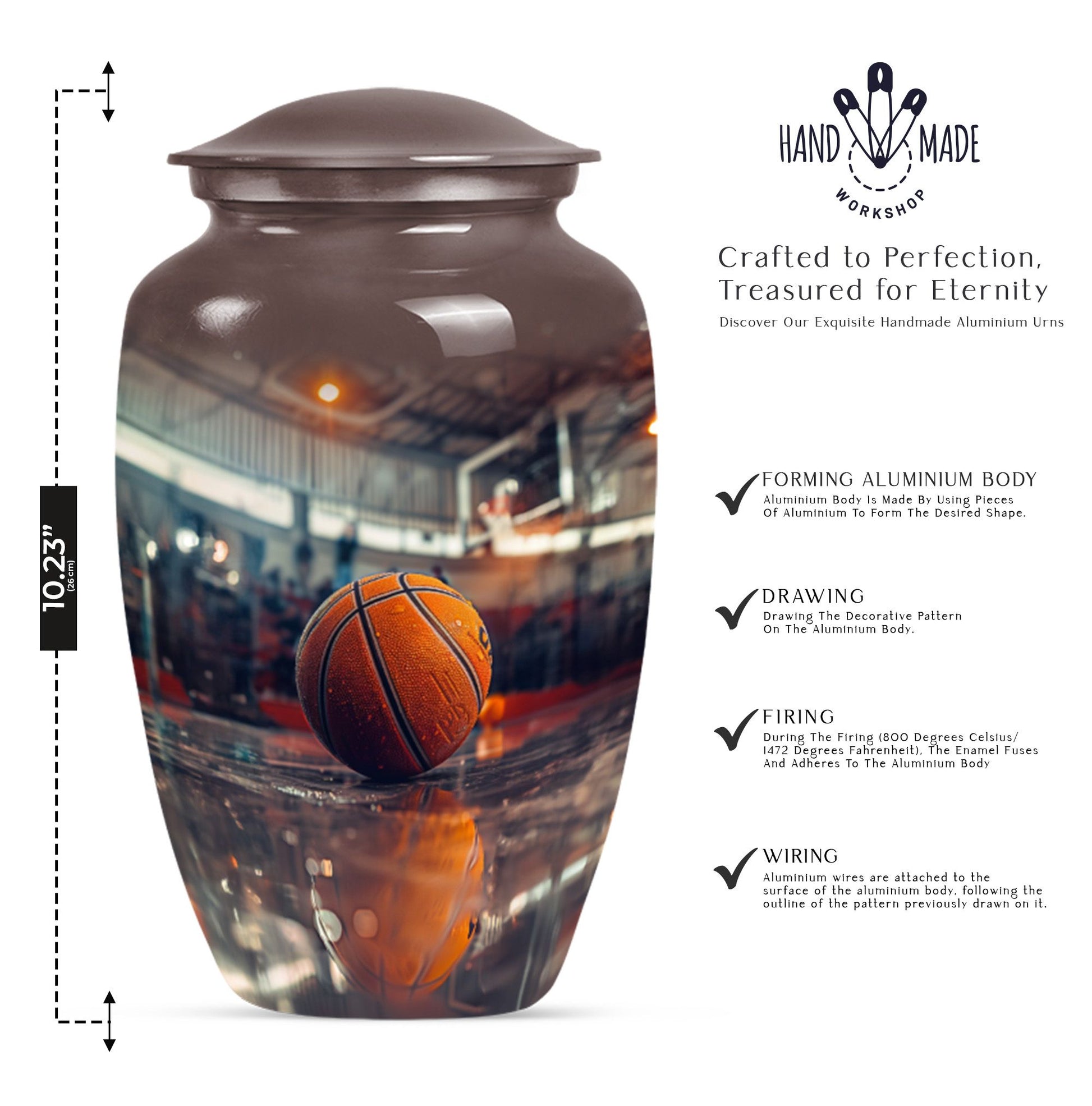 10-inch classic basketball urn for mom, 