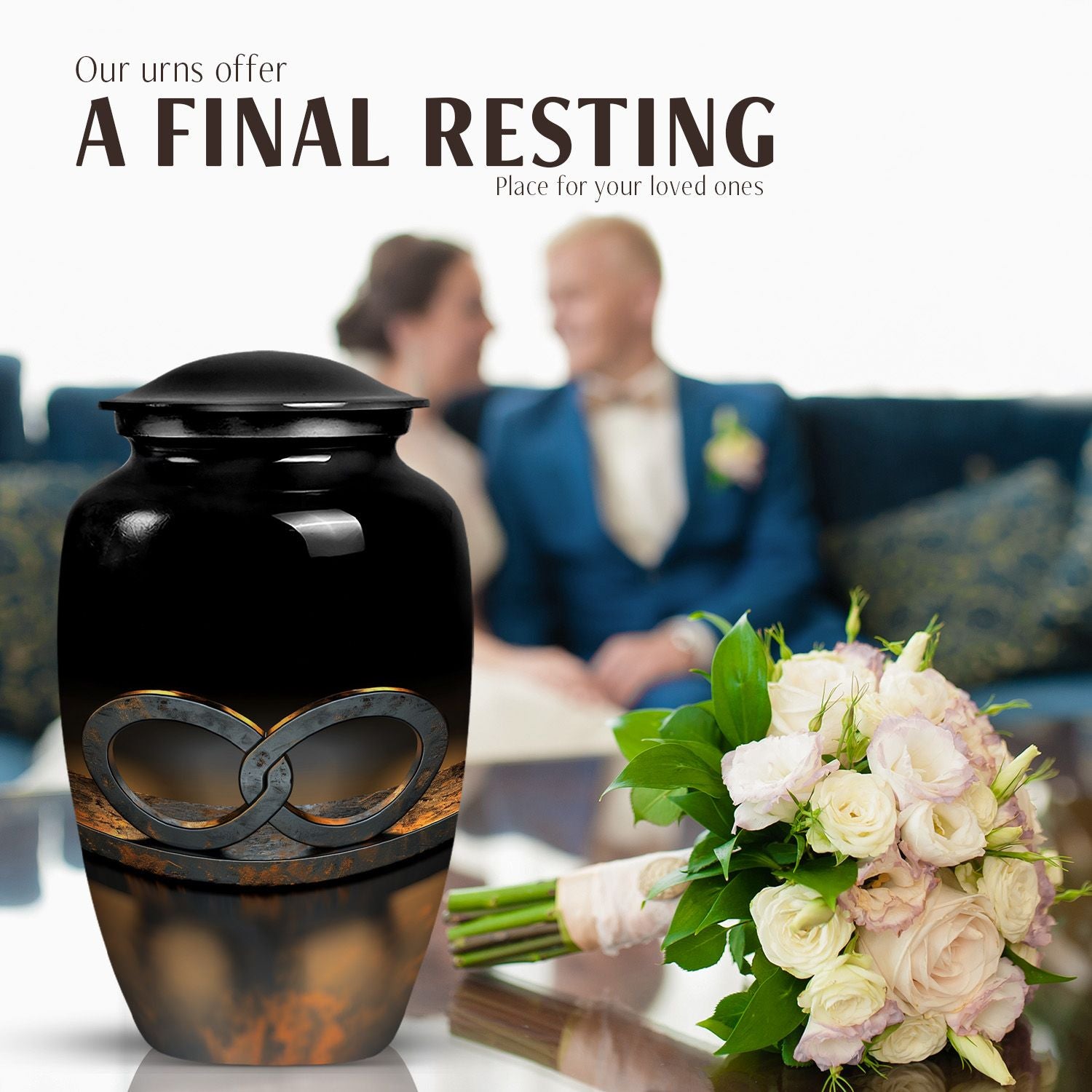 Classic 10-inch Catholic urn in abstract design 