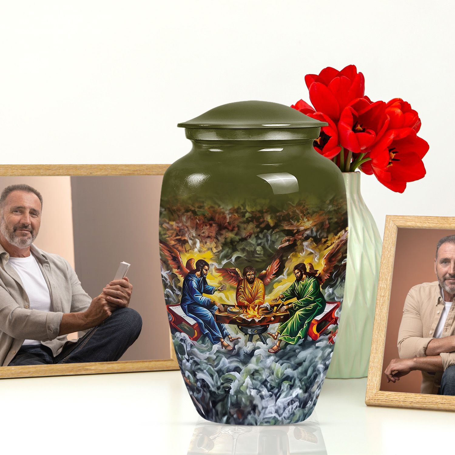 Catholic urn for funeral and memorial