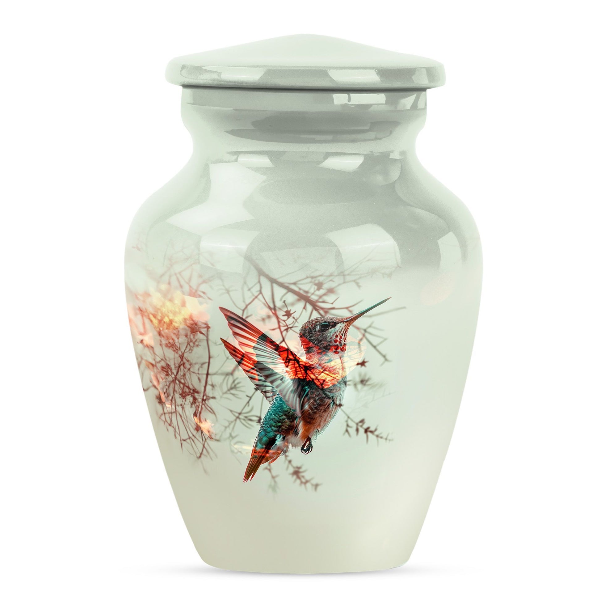 Classic 10 inch Aluminium Hummingbird Cremation Urn.