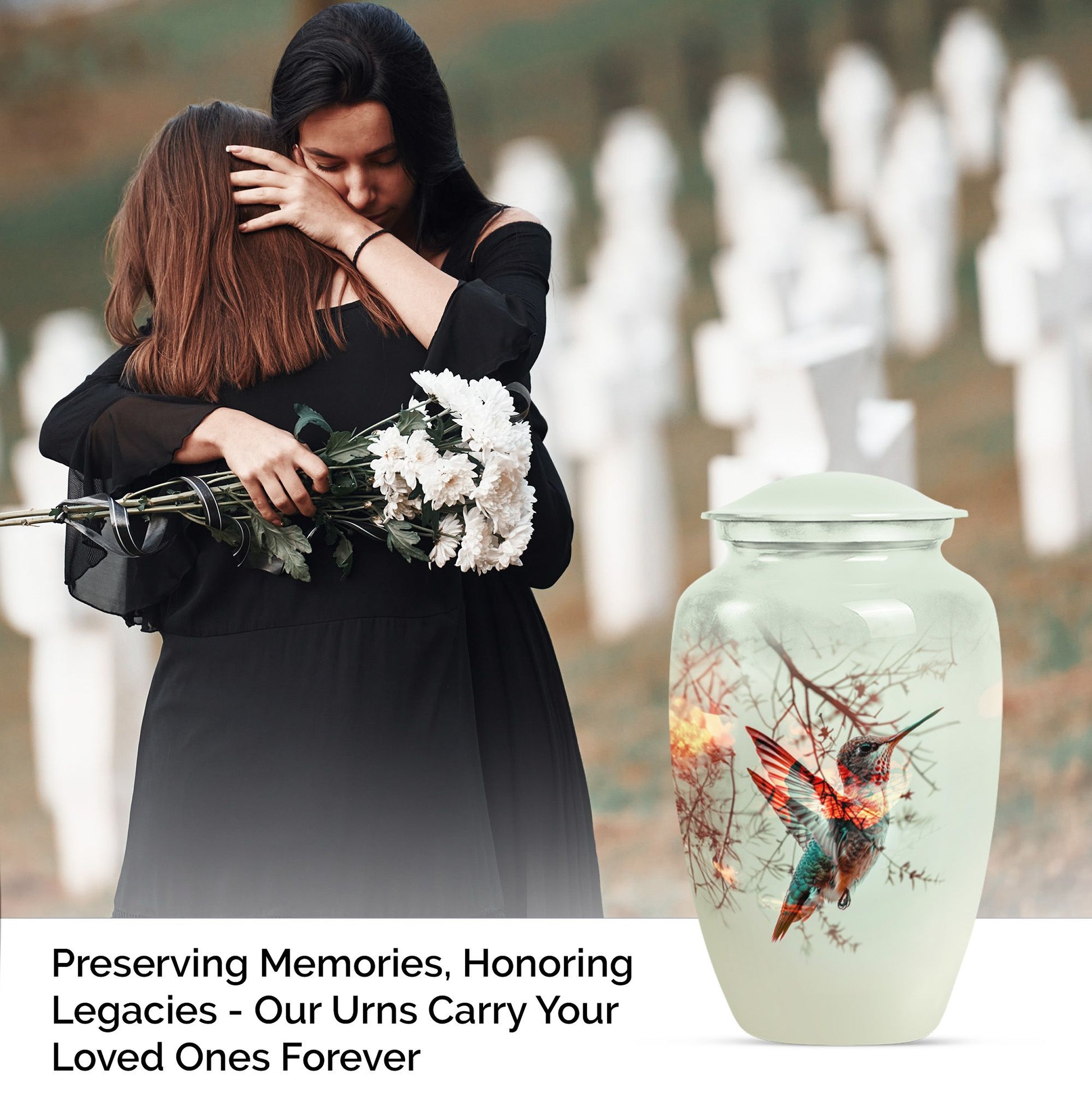 Classic 10 inch Aluminium Hummingbird Cremation Urn.