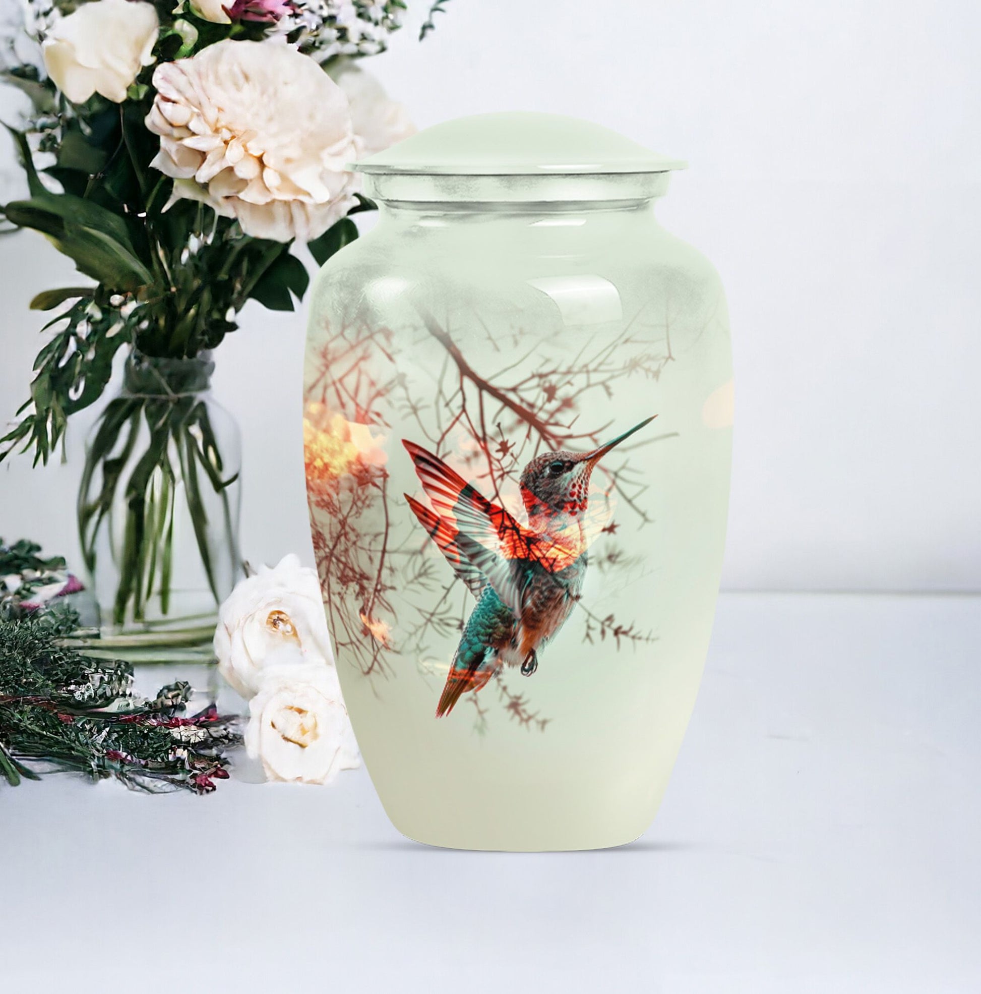 Classic 10 inch Aluminium Hummingbird Cremation Urn.