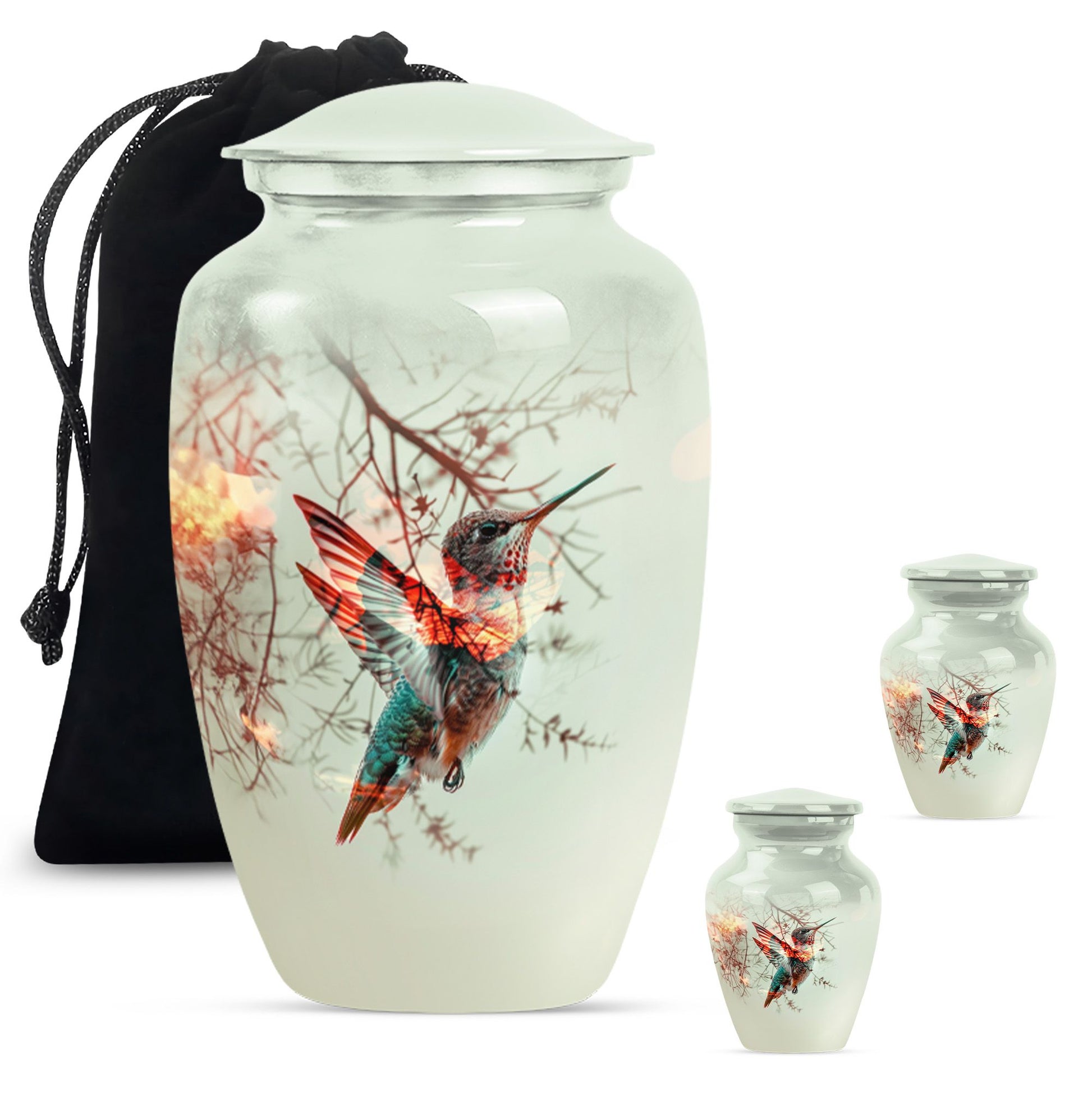 Classic 10 inch Aluminium Hummingbird Cremation Urn.