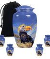 Classic 10-inch puffin bird urn for human ashes.