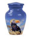 Classic 10-inch puffin bird urn for human ashes.