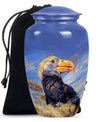 Classic 10-inch puffin bird urn for human ashes.