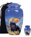 Classic 10-inch puffin bird urn for human ashes.