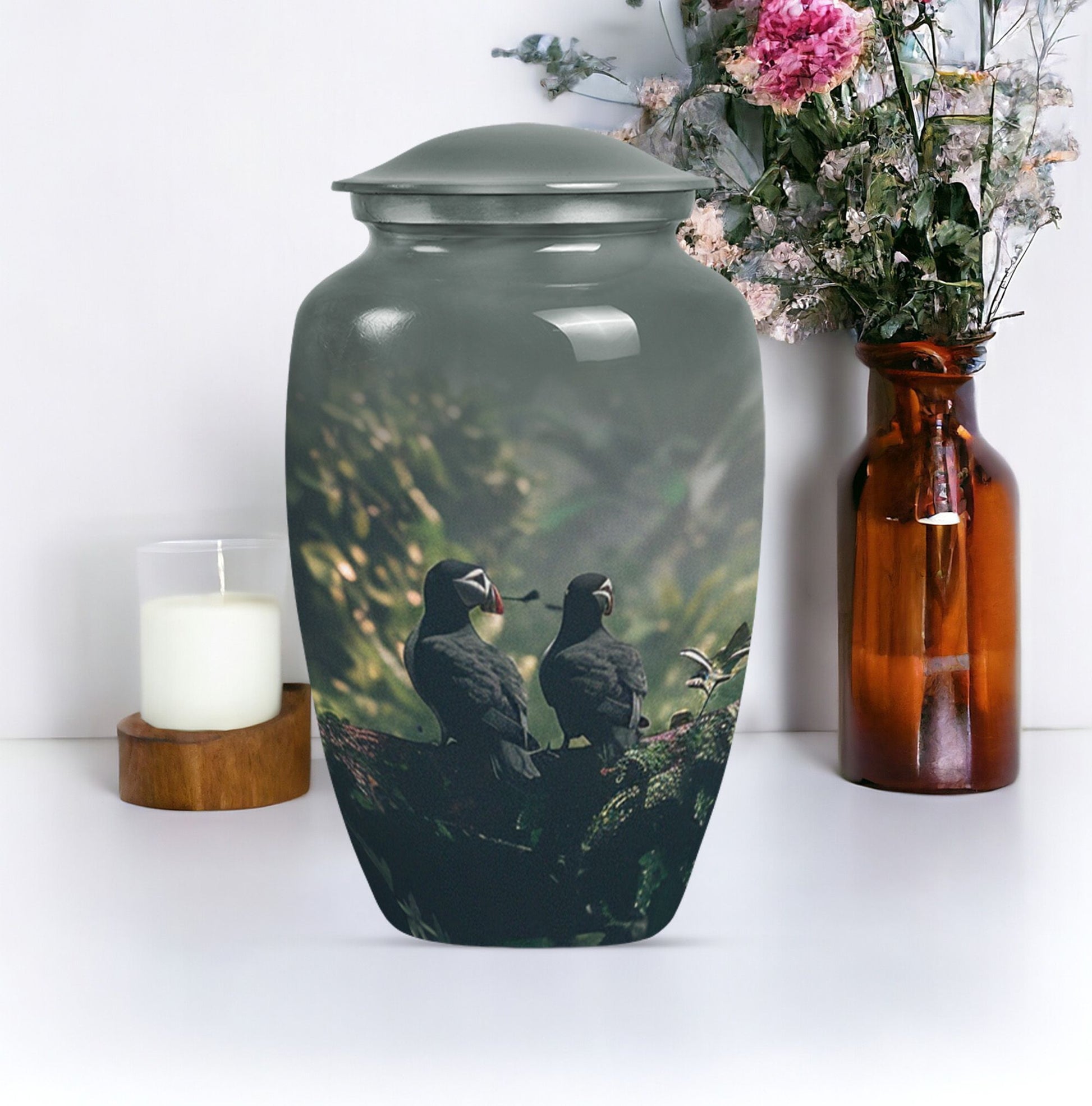 Classic 10-inch Puffin Bird Urn.