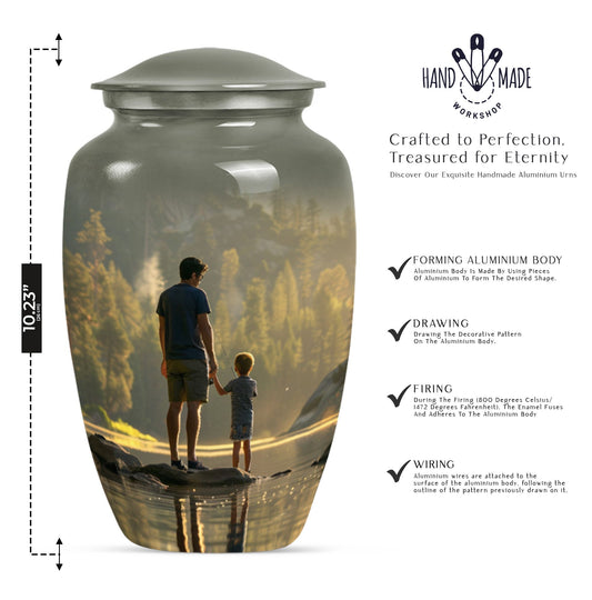 classic aluminium fishing urn, suitable for adult humans.