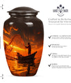 Classic 10 Inch Aluminum Fishing Urn for men's ashes.