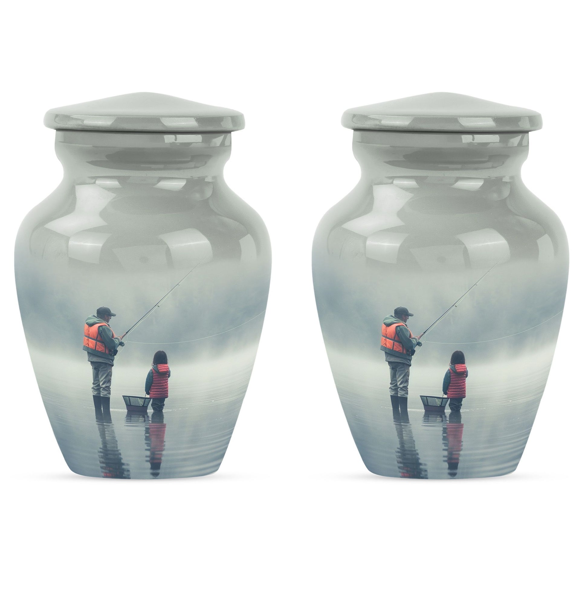 Classic fishing urn, 10-inch large for cremation ashes