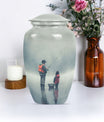 Classic fishing urn, 10-inch large for cremation ashes