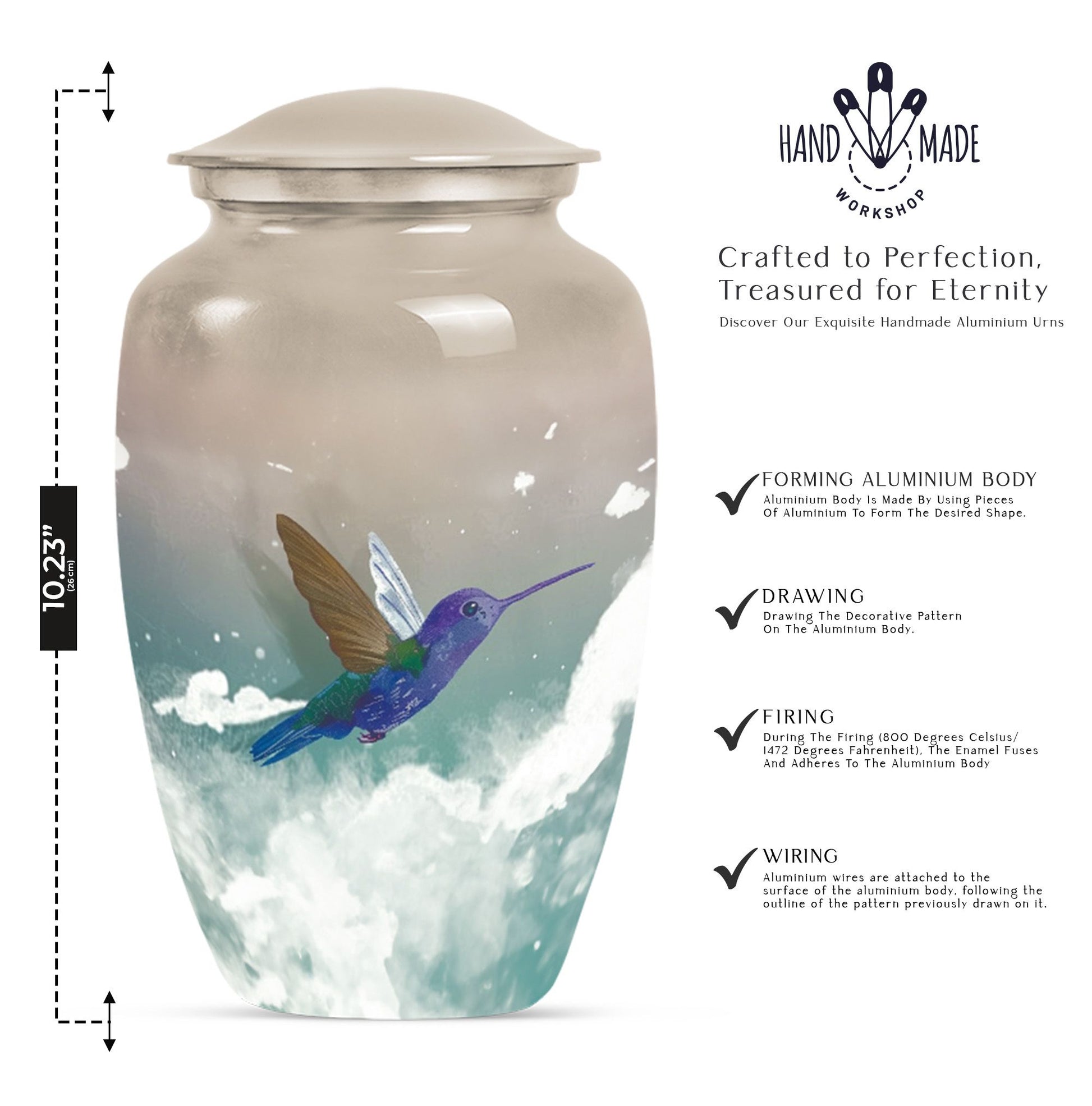 humming bird memorial urn for male or female adults.