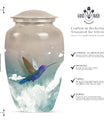 humming bird memorial urn for male or female adults.