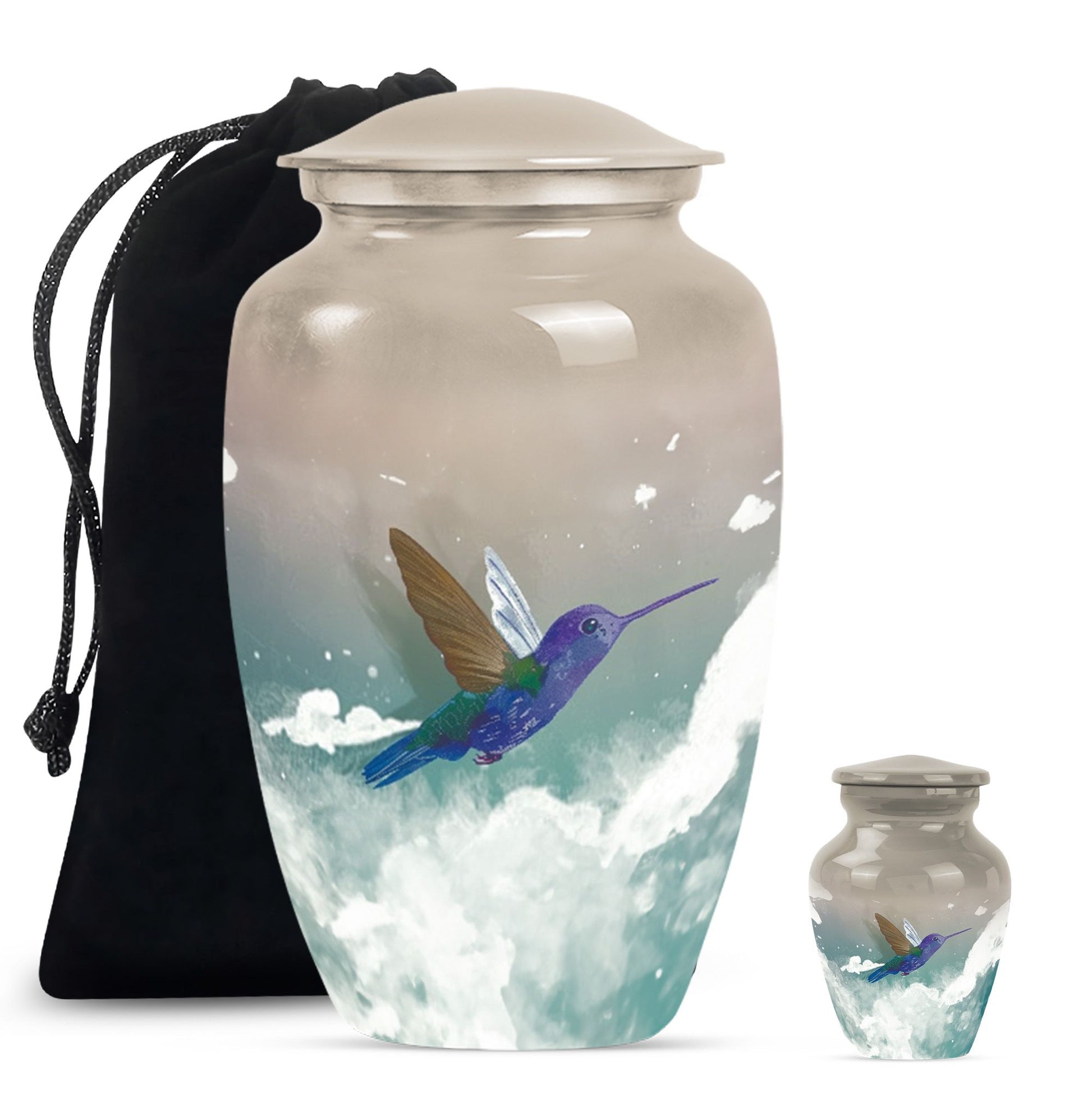 humming bird memorial urn for male or female adults.