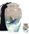 humming bird memorial urn for male or female adults.