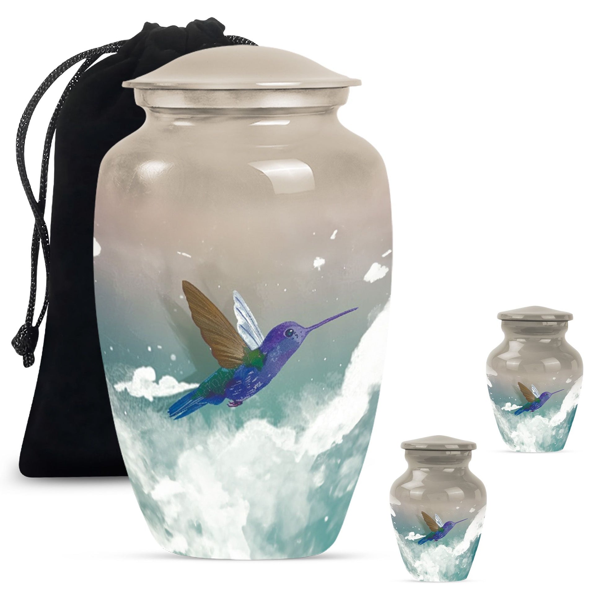 humming bird memorial urn for male or female adults.