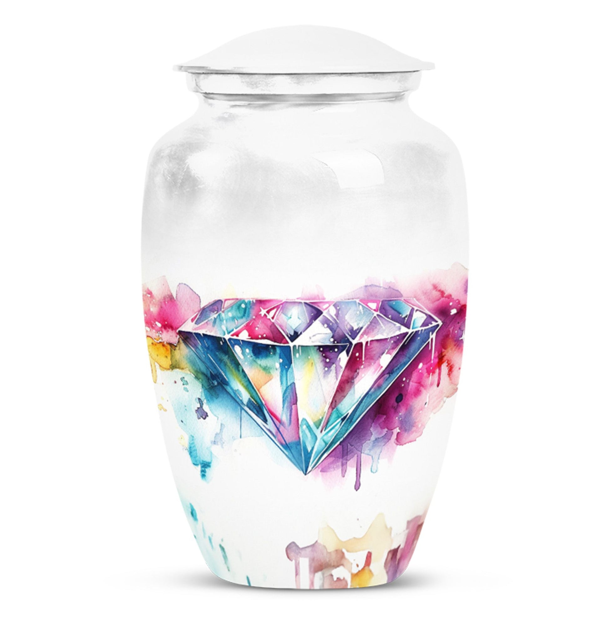 Classic 10-inch diamond urn for adult male ashes.