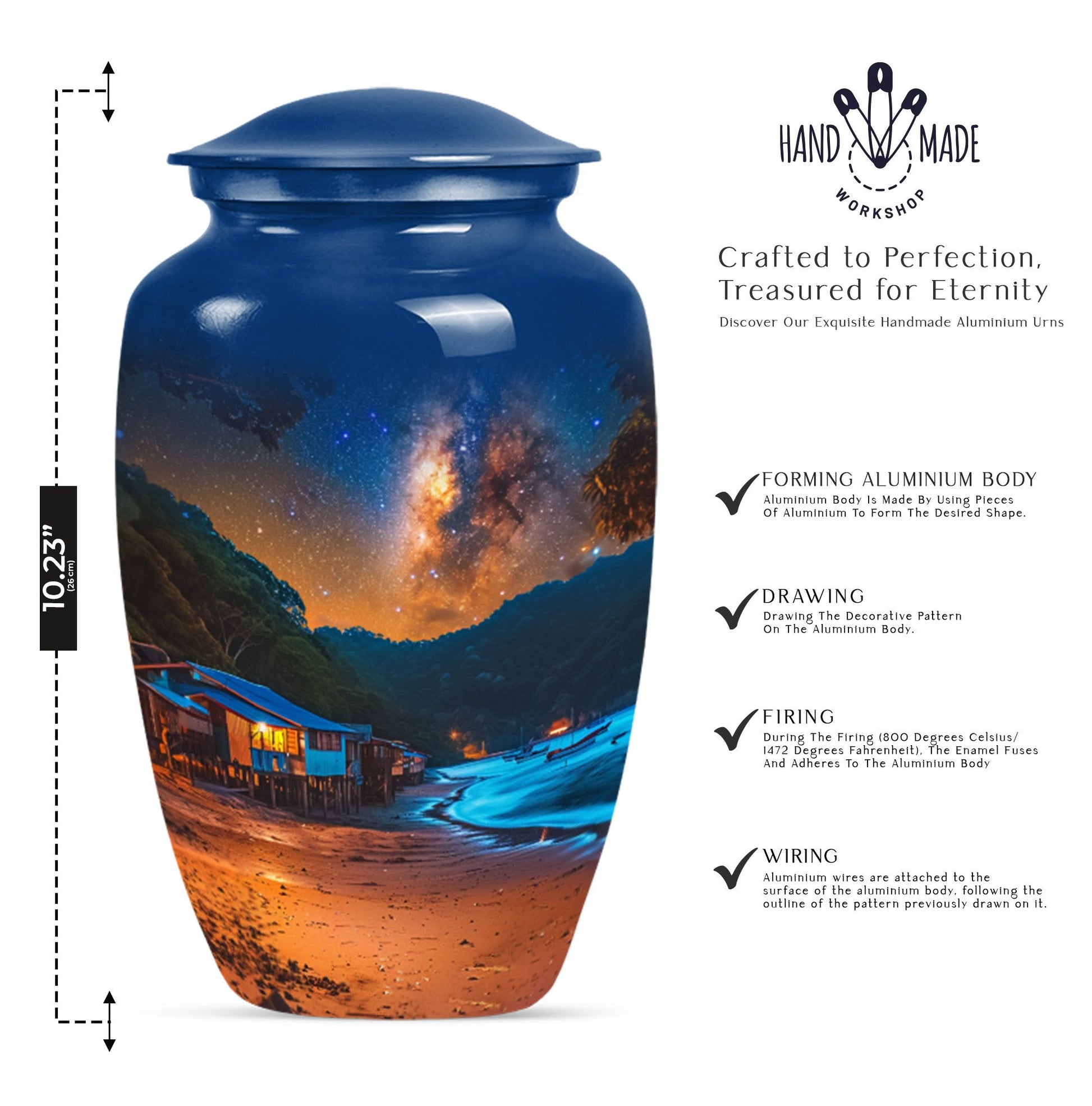 10-inch Galaxy Urn, a classic aluminium burial urn.