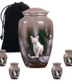 10-inch white cat memorial urn, funeral large urn