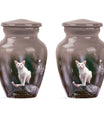 10-inch white cat memorial urn, funeral large urn