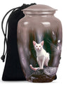 10-inch white cat memorial urn, funeral large urn