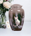 10-inch white cat memorial urn, funeral large urn