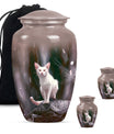 10-inch white cat memorial urn, funeral large urn