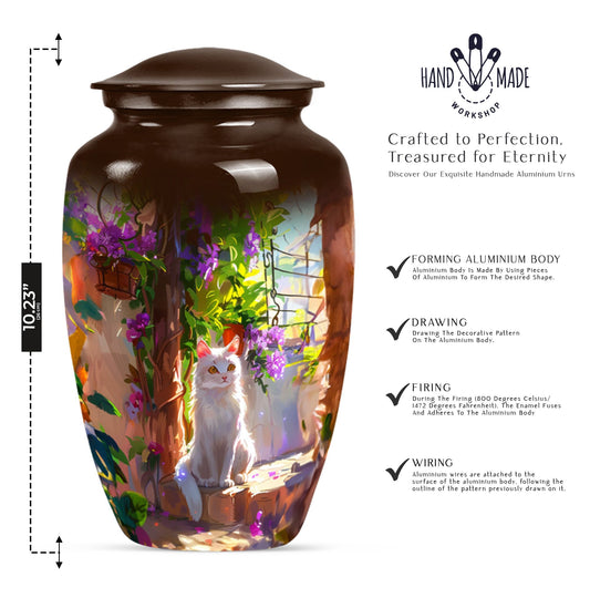 white cat urn