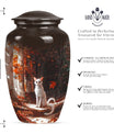 Classic 10-inch white cat urn for Ashes.