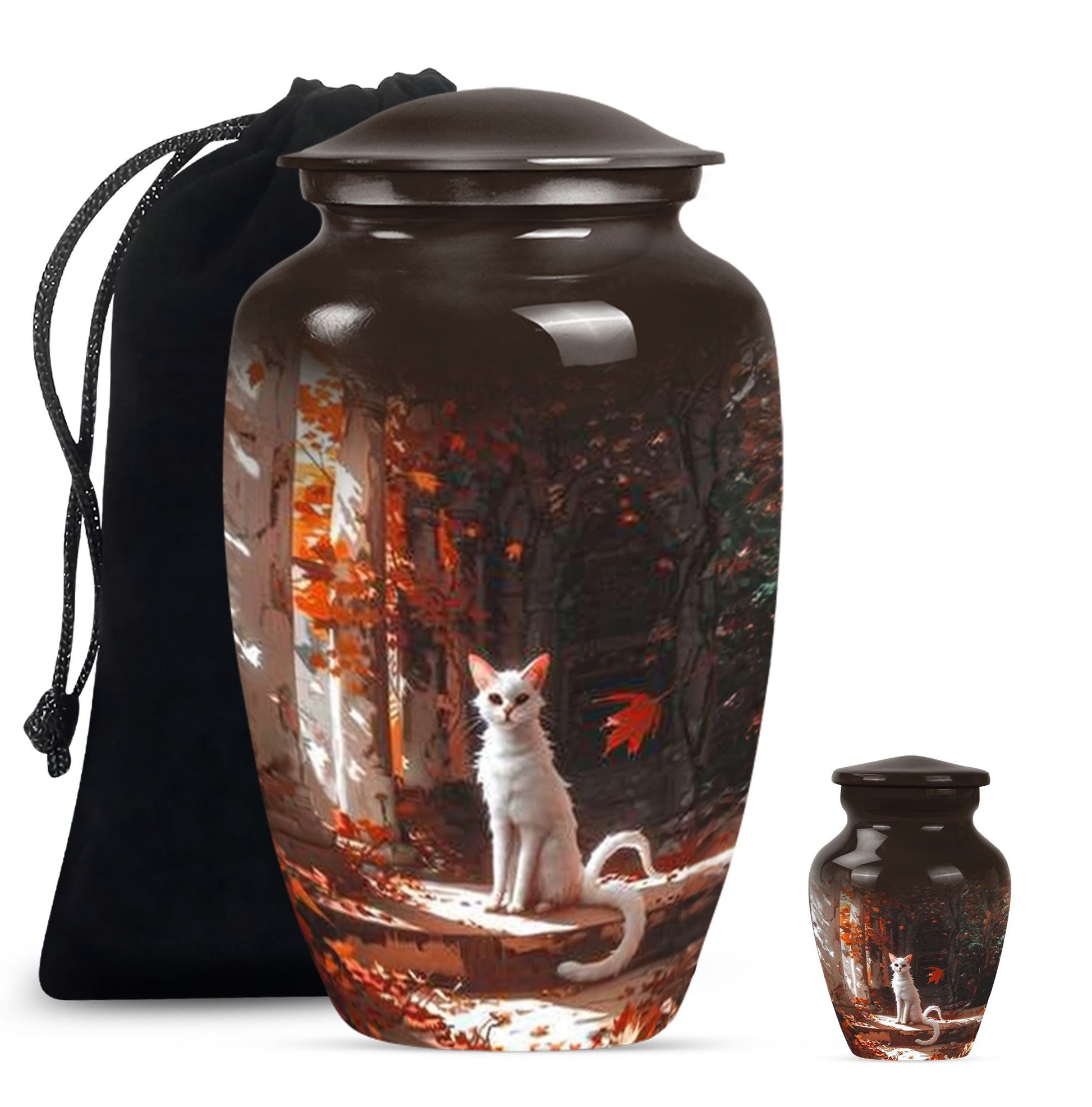 Classic 10-inch white cat urn for Ashes.