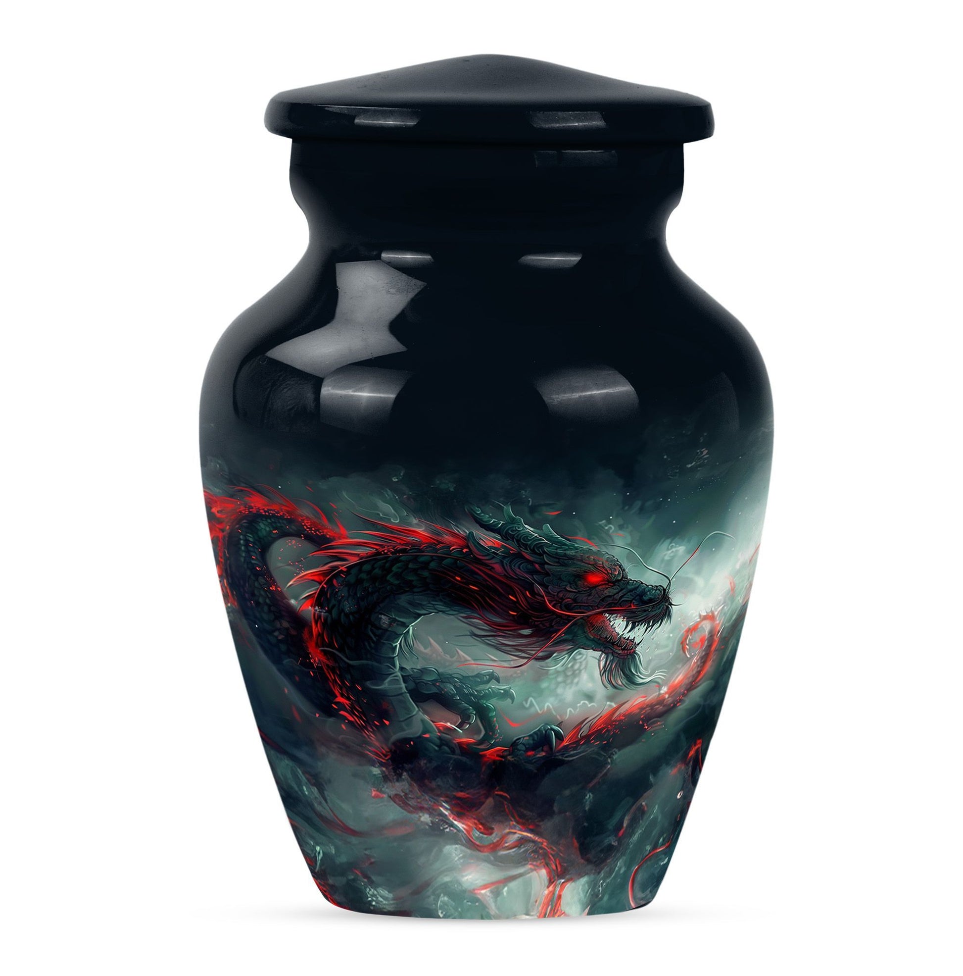 Classic dragon urn, aluminium cremation urn for women