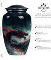 Classic dragon urn, aluminium cremation urn for women