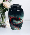 Classic dragon urn, aluminium cremation urn for women