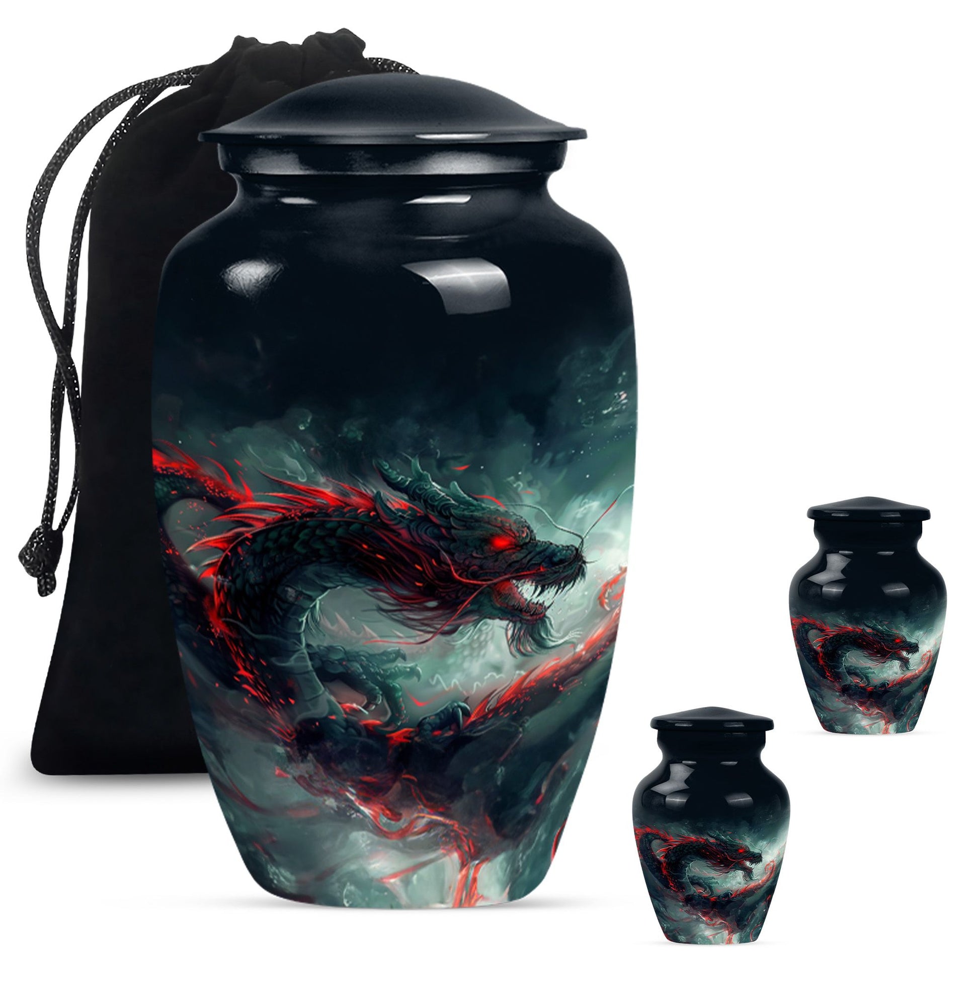 Classic dragon urn, aluminium cremation urn for women