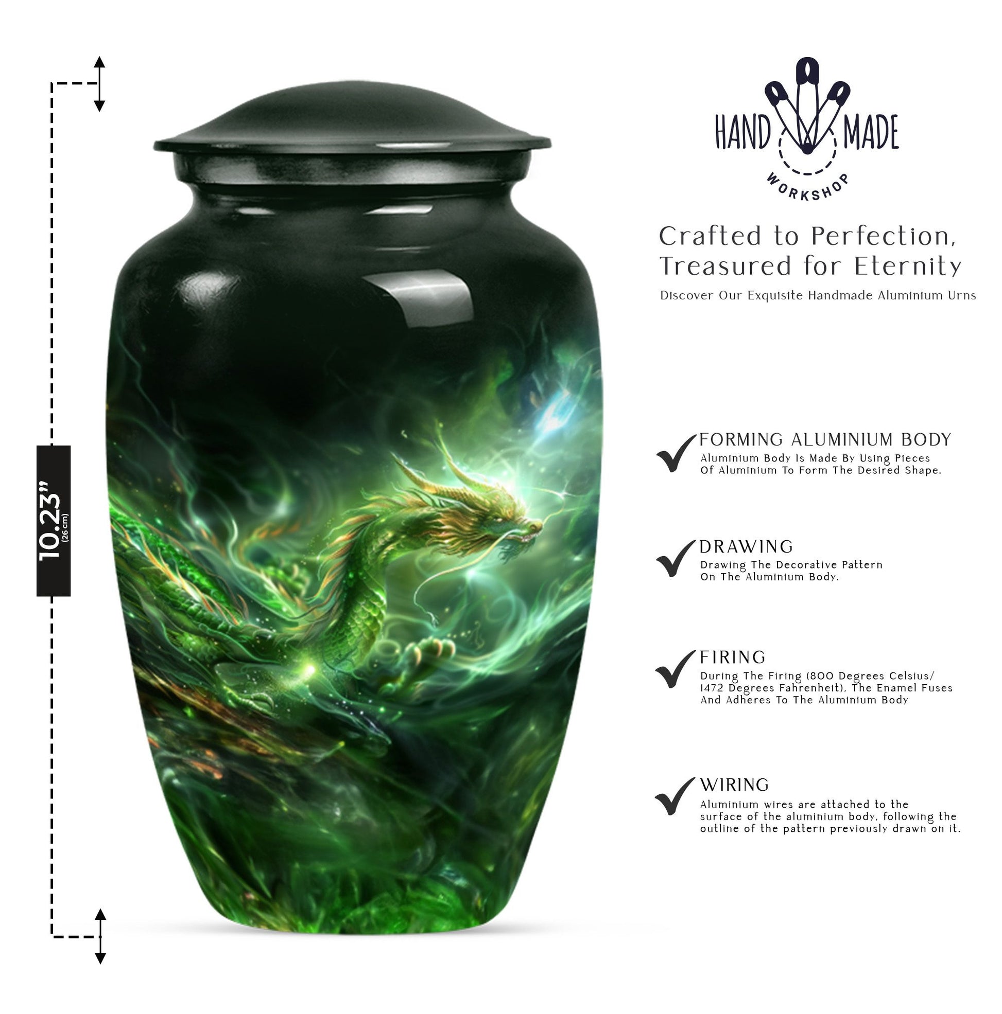 Classic 10-inch dragon urn for Dad's ashes.