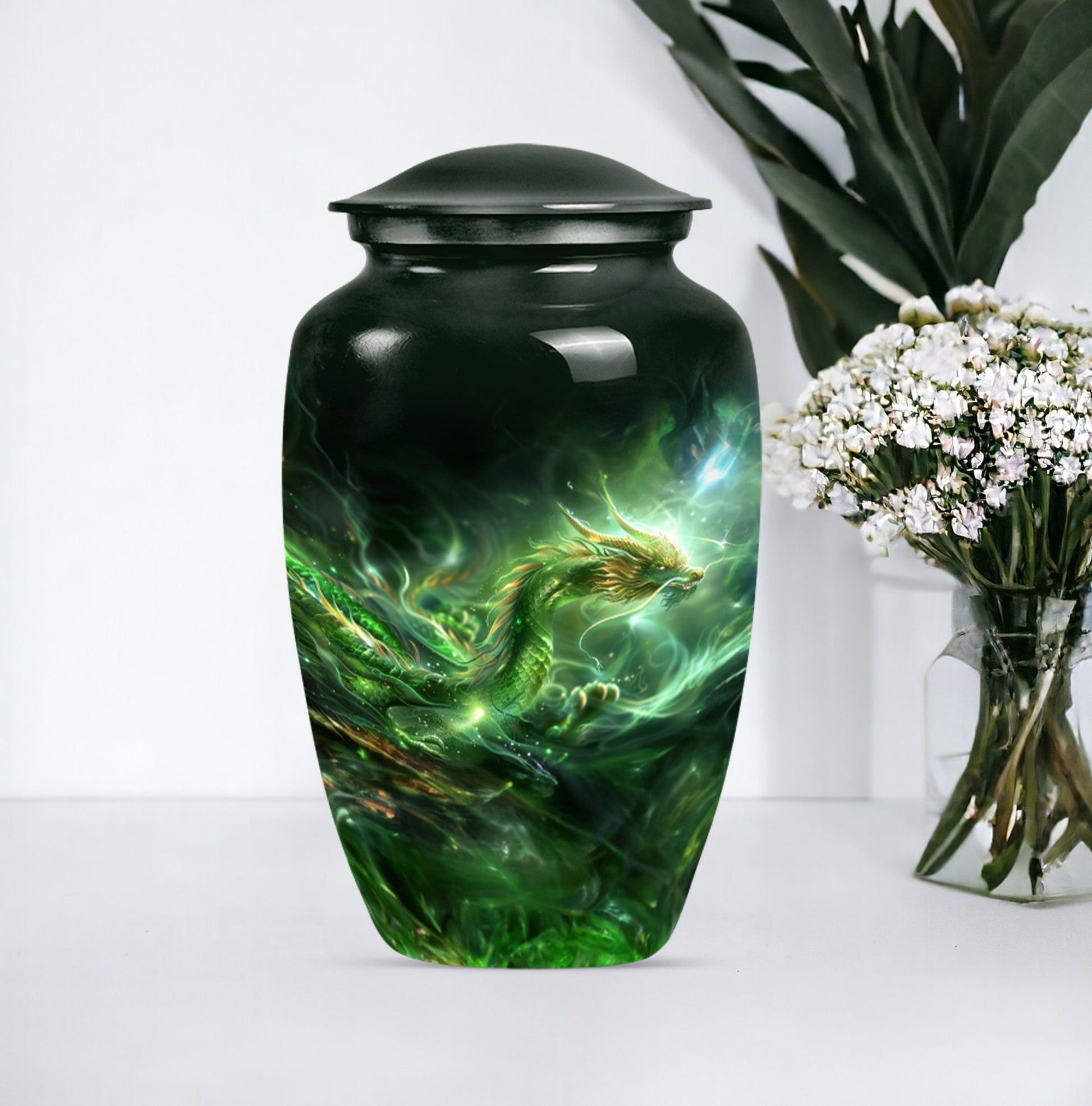 Classic 10-inch dragon urn for Dad's ashes.