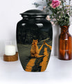 10-inch classic orange cat urn made of aluminium.