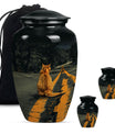 10-inch classic orange cat urn made of aluminium.