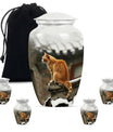 10-inch orange cat memorial urn in classic design.