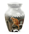 10-inch orange cat memorial urn in classic design.