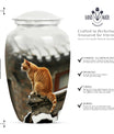 10-inch orange cat memorial urn in classic design.