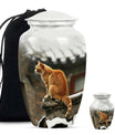 10-inch orange cat memorial urn in classic design.