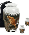 10-inch orange cat memorial urn in classic design.